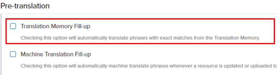 Translation Memory fill-up Transifex