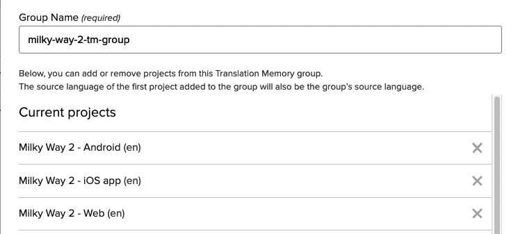 Translation Memory Groups